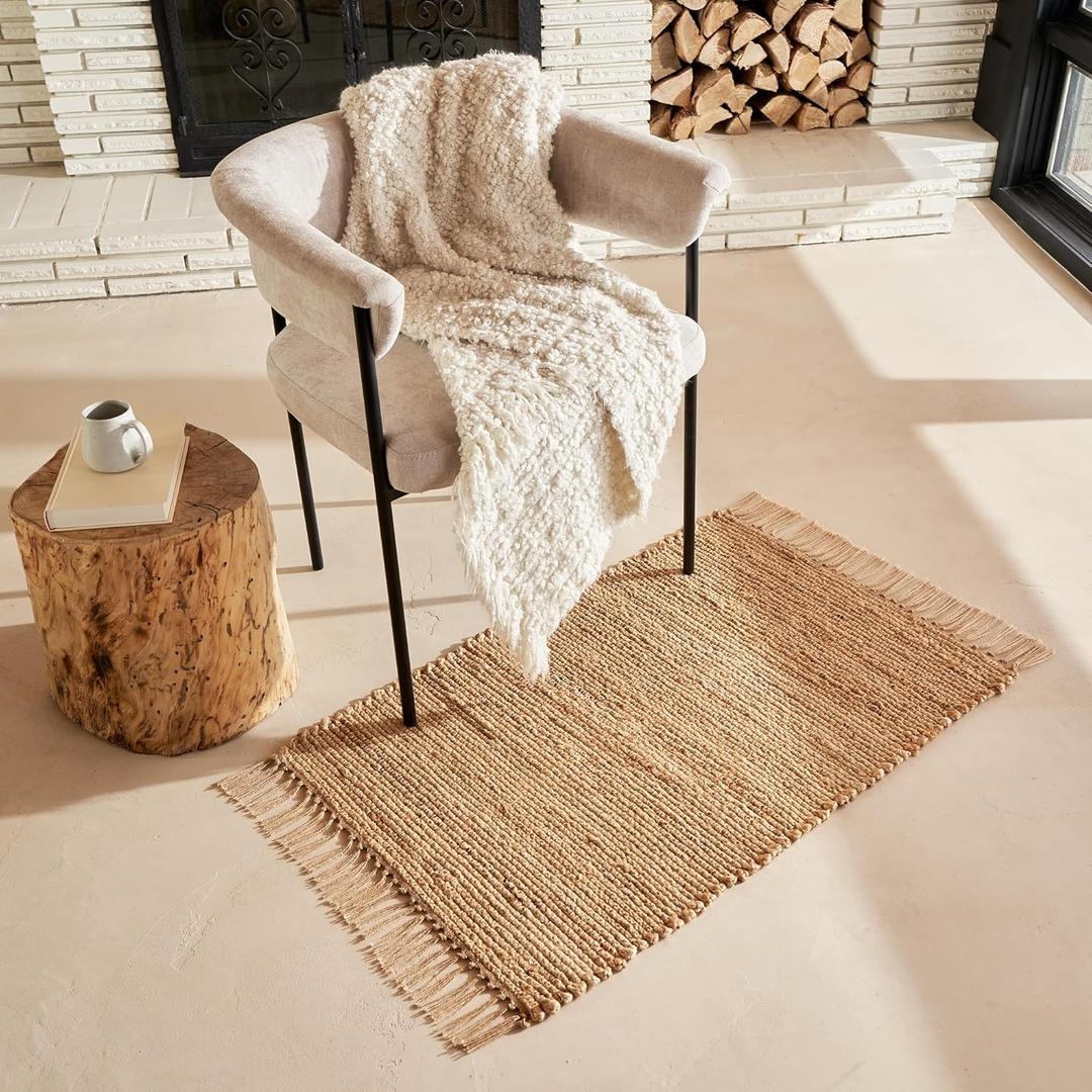 KIBAGA Beautiful Jute Rug for Your Home - This Natural 2x3 ft Hand Woven Rug Fits Perfectly Into Your Entry Area, Kitchen Or Living Room - Modern Braided Mat Enhances Any Boho/Farmhouse Decor