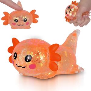 Axolotl Squishy Toy, Medium Squishy Axolotl Squeeze Toy, Soft Slow Rising Stress Relief Toy, Sensory Fidget Toys Squishy for Anxiety for Kids Youth Adults (Orange)