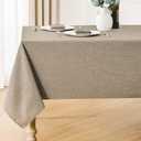 Rectangle Tablecloth Linen Textured Waterproof & Stain Resistant Table Cloth Wrinkle Free Decorative Fabric Farmhouse Table Cover for Dining/Party/Buffet/Wedding, 52 x 70 Inch, Mocha