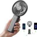 HandFan Upgraded 10,000 mAh Quiet Handheld Fan - 4.5 Inch Large Hand Held Fans Reahargeable, 180 Foldable Portable Fan [30 Working Hours] with Lanyard, Base for Disney/Travel/Concerts/Beach/Office