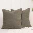 MATTINS Soft Textured Chenille hrow Pillow Covers Set of 2 Neutral Decor Modern Farmhouse Pillow Cases Home Decorative Couch Cushion Covers for Sofa Bedroom Living Room Grayish Green 20x20 Inch