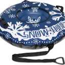 48 Inch Heavy-Duty Snow Tube with Reinforced Canvas Cover & Hand Pump, Inflatable Snow Tube,Snow Tubes with Canvas Cover,500lbs Capacity Winter Sled for Kids & Adults, Great for Snow and Water Tubing