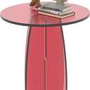 Dethan Red Acrylic End Table, Modern Lucite Side Table, Accent Nightstand for Living Room, Bedroom & Sofa Side, Compact Small Space Furniture, Size: 16" x 16" x 18"