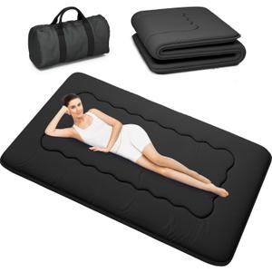 Japanese Futon Mattress, Foldable Tatami Mat Portable Dormitory Sleeping Pad with Bag & Strap, Floor Thicken Sleeping Roll up Camping Mattress (Black WS1, 39" X80")