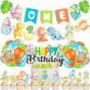 Dinosaur 1st Birthday Decorations Dinosaur Theme One Banners Birthday Cake Cupcake Topper Balloons for Rawr Dino First Bday Party Decorations Baby Shower Supplies