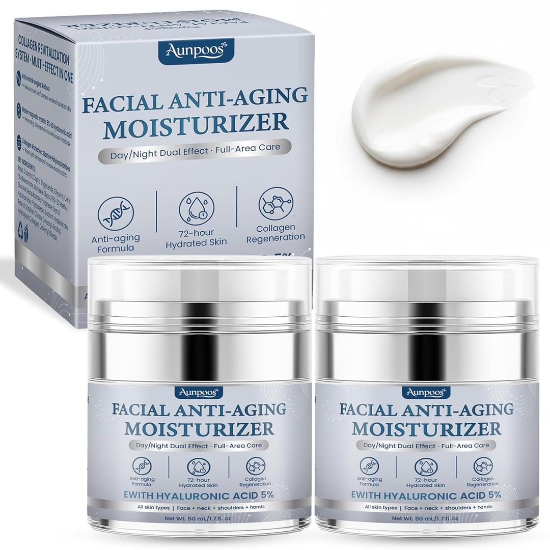 Retinol Collagen Anti-Aging Cream for Face Neck Tightening Moisturizing Skin Cream with Hyaluronic Acid Day Night Wrinkle Facial Moisturizer for All Skin Types Set of 2, 1.7 fl oz Each