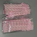 Potchen 100 Pcs Bow Straws Bulk Disposable Paper Bow Striped Drinking Straws for Graduations Cake Decorations Birthday Bridal Shower Wedding Bachelorette Baby Shower Party Supplies (Pink)