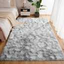 Area Rugs for Bedroom Living Room, 4x6 Soft Large Fluffy Fuzzy Shag Plush Furry Carpet, Soft Indoor Floor Mat for Kids Nursery Home Dorm Office Decor Aesthetic, Tie Dyed Grey