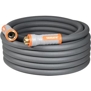 YAMATIC Heavy Duty Garden Hose 5/8 in x 30 ft with Swivel Handle, Super Flexible Water Hose, All-weather, Lightweight, Burst 600 PSI, Gray