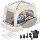 QPAU Inflatable Toddler Travel Bed with Tent, Portable Kids Air Mattress with Safety Sides, Ideal for Home, Grandma's, Camping, Traveling -Includes Fast Electric Pump