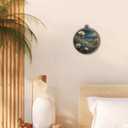 Tzhim Vintage Moody Blue Floral Round Wall Art, Dark Cottagecore Wildflower Field Round Wall Decor Framed, Rustic Farmhouse Flower Botanical Canvas Walls Sculptures for Home Office Decor, 10x10 Inch