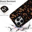 Skyseaco Compatible with iPhone 16 Pro Case Aesthetic Brown Amber Leopard Print Tortoise Shell Phone Case, Shockproof Soft TPU and Hard Back Protective Case, Black & Brown