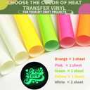 3D Puff Glow in The Dark Heat Transfer Vinyl Luminous Color HTV Puff Vinyl 6 Sheets 12"x10"for Heat Press T Shirt