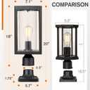 Beionxii Outdoor Post Lantern, 20inch Large Modern Lamp Post Light Fixture Exterior Pillar Lights with Pier Mount Base, Black Cast Aluminum w/Clear Cylinder Glass - A291P-2PK (NOT Solar, 110-120V AC)