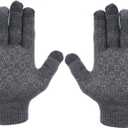 Heat Logic Unisex Thermal Knitted Winter Gloves, Touchscreen Compatible Cold Weather Warm Gloves for Men & Women, Pack of 2 (Grey + Black - With Grip)