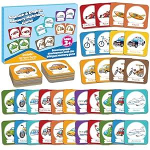 Edulok Memory Card Game, Toddler Match Game, Learn Spanish for Kids, Bilingual Flash Cards, Learning Toys for 4 Year Old, Preschool Learning Activities, Homeschool Supplies, Kindergarten Toys