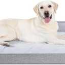 KSIIA Washable Dog Bed XL Senior Dog, Orthopedic Warm Soft Pet Sofa Waterproof Pet Couch with Sides, Non-Slip and Egg-Crate Foam Extra Large Beds with Removable Cover, 41x27Inch, Grey