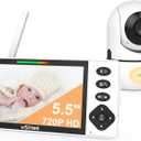 VTimes Baby Monitor with Camera and Audio, 5.5" 720P HD Screen Video Baby Monitor No WiFi VOX Mode Pan-Tilt-Zoom Alarm and 1000ft Range, Night Vision Night Light Lullaby, Ideal for Baby/ Elderly/ Pet