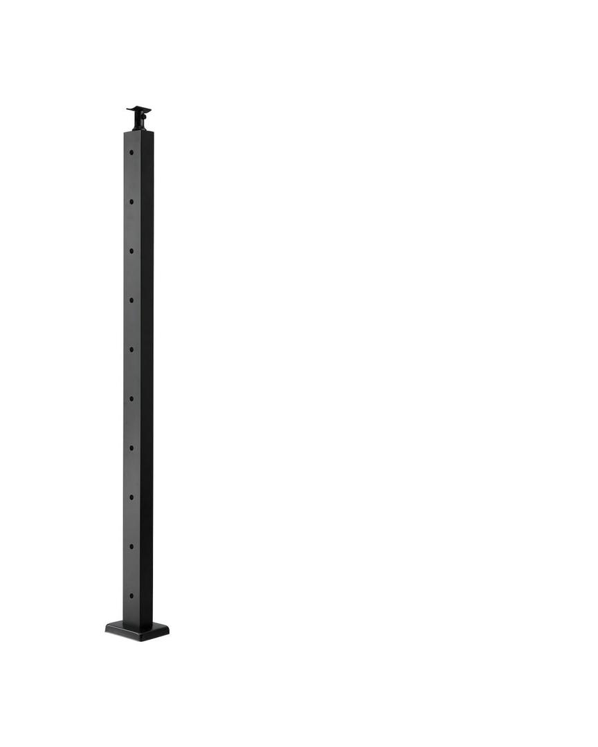 VEVOR Level Drilled Cable Railing Post, 10 Holes, 36x2x2 Inches Stainless Steel Cable Railing System Kit for Indoor Outdoor Deck Balcony, 1 Pack, Black