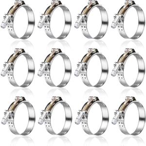 12Pack 1.25" T Bolt Hose Clamps - 304 Stainless Steel Turbo Intake Clamp for Turbo Tubes, Intercooler Pipes, Heavy Duty Radiator Hose Clamps Adjustable Range 40mm-46mm for 1.25" Hose ID (1.57 - 1.80 inches)