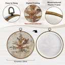 TLESKE Vintage Fall Oak Leaf Round Wall Art Decor Framed 10x10, Rustic Autumn Botanical Canvas Wall Art Prints Artwork, Neutral Beige Wall Hanging Room Door Decor Decorations for Bedroom Living Room