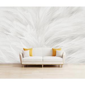 Feather Wallpaper Mural Elegant Gray and White Mural Wallpaper for Living Room Bedroom Not Peel and Stick (91" x 60", Cybh-903)