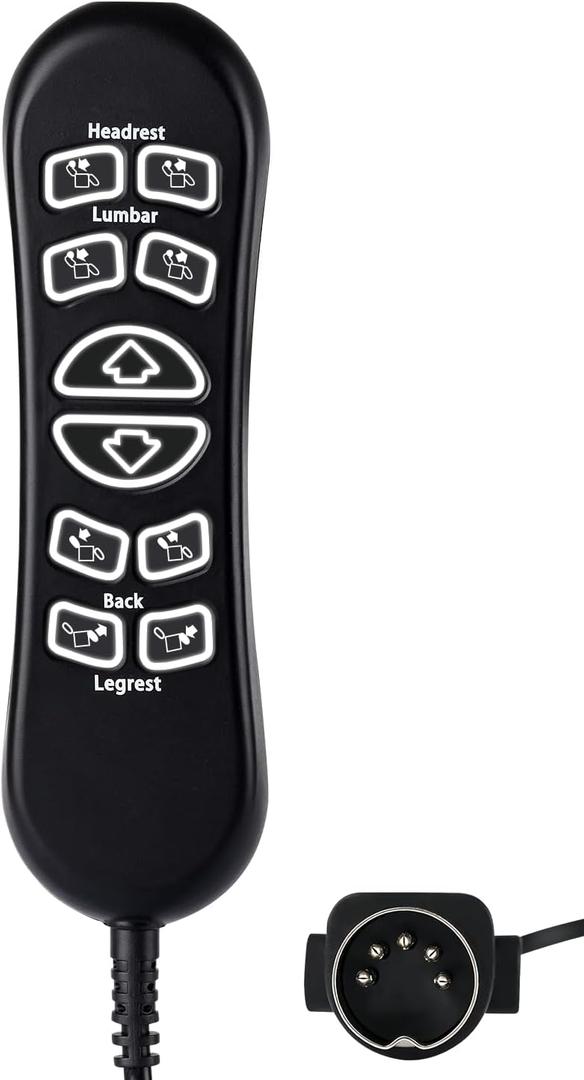 10 Button 5 Pin Lift Chair Remote Fit for Pride Standard & Early Version Vivalift 2 Lift Chair, Flexsteel Recliners & Ashley Furniture, CTL1707190 Flexsteel Recliner Parts 5-Year Free Replacement