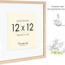 12x12 Picture Frame Made with Solid Wood Set of 3, Display 8x8 with Mat or 12x12 without Mat, Wall Gallery Frame Set with Tempered Real Glass, Tabletop or Wall Mounting Display (3 Pack of Oak)