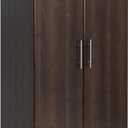 Prepac Elite 32" Storage Cabinet, Brown Storage Cabinet, Linen Cabinet, Cabinet with Hanging Rail and Shelves 24.5" D x 32" W x 65" H