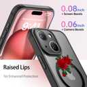 FUNMIKO for iPhone 14 Case Military-Grade Protection & Wireless Charging - Trendy Floral Design for Women Girls, Non-Slip Matte Phone Cover with Shockproof Corners - Blooming Red Rose