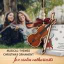 Violin Christmas Ornament 2025 - Violin Ornaments for Girls, Women, Men, Player, Teacher, Wooden Music Christmas Ornament - Unique Gifts for Violin Players