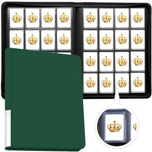 16 Pocket Toploader Binder, Holds 640 Cards, Ringless Design Side-Load Toploaders Holder for 3"x4" Top Loader Trading/Sports Cards Top Loaders (Green)