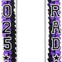 Cindeer 2025 Graduation Ribbon Lei Set Handmade Braided Necklace Honor Cord with Tassel 2025 Grad Embroidery Patches for High School College Graduation Party Supplies(Black, Purple)