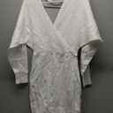 Chang Yun Women's Long Maxi Sweater Dresses Sexy Wrap Batwing V Neck Slit Open Back Holiday Bodycon Dress with Belt (Large, White)