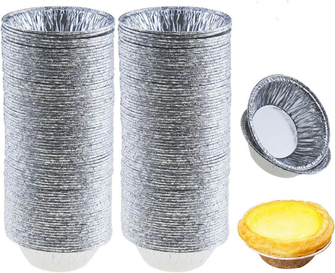 200 Pieces 2.6 Inch Round Pie Tart Small Tin Foil Pans Disposable Aluminum Mini Pie Pans for Baking, Cooking Supplies