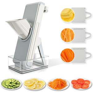 Safe Mandoline Slicer for Kitchen, 4-In-1 Chopper Vegetable Cutter, Mandolin Julienne Slicers for Fruits and Vegetables, Potato Cutter for Fries, Kitchen Gadgets and House Essentials