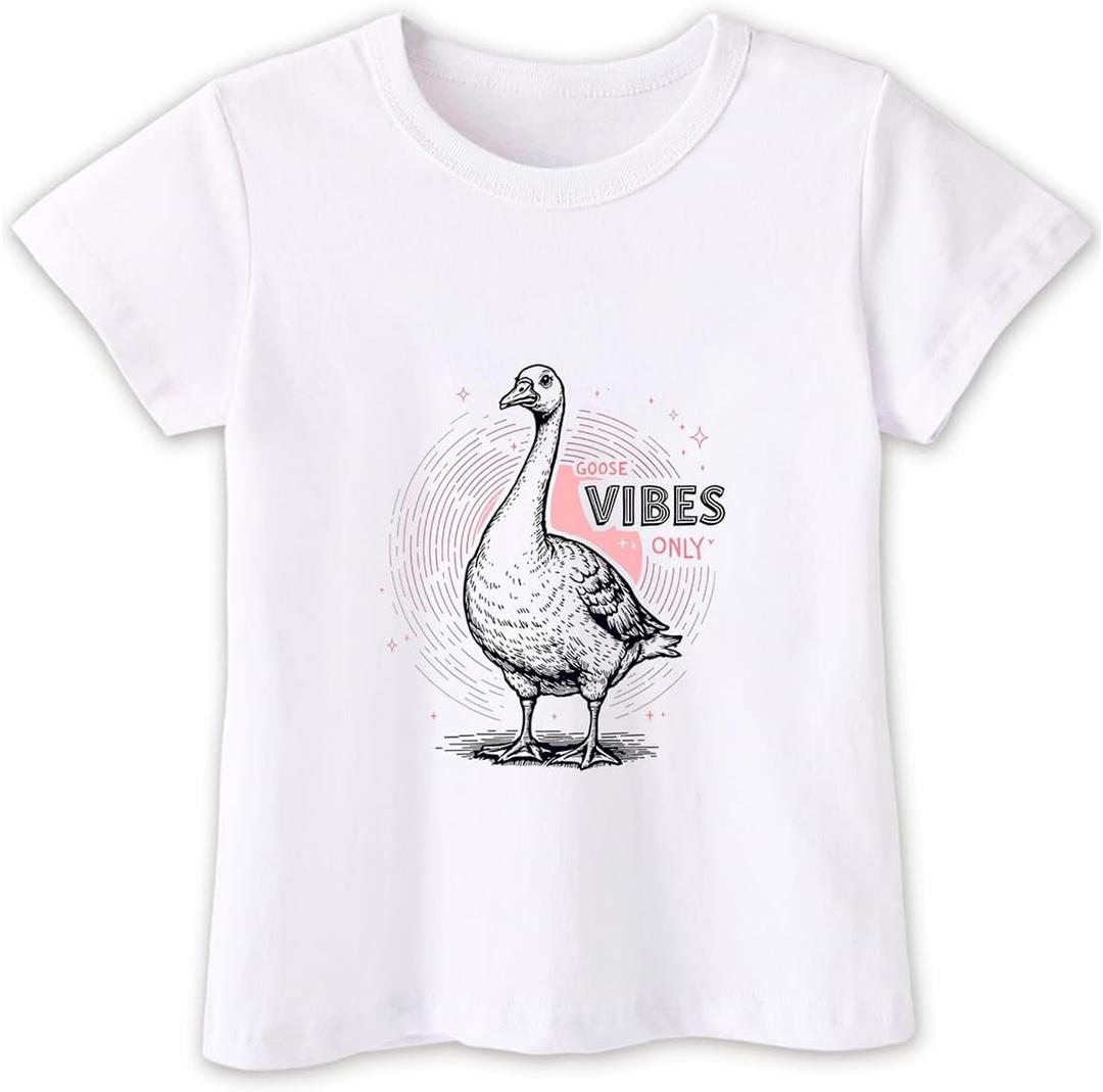 Toddler T-Shirts for Kids Baby Boy Girl Graphic Tees Summer Funny Animal Letter Print Cute Cotton Clothes 2T-8Y (White)