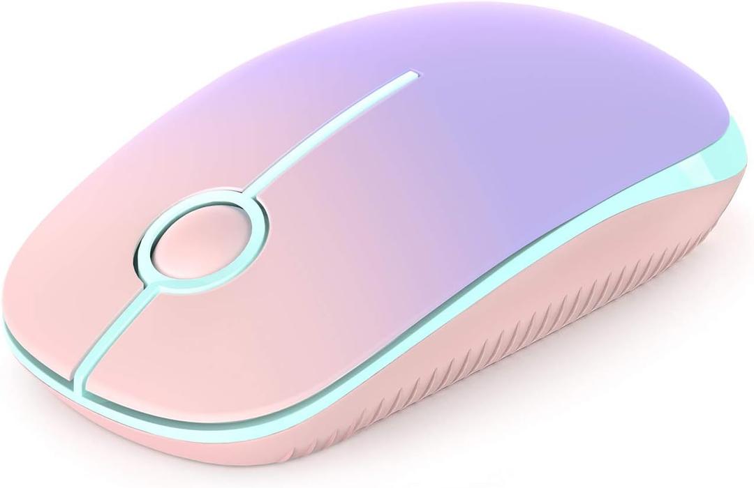 Unipows Wireless Mouse  2.4G Slim Portable Computer Mouse with Nano Receiver, Less Noise Mobile Optical Mice for Notebook, PC, Laptop, Computer, Mac (Gradient Pink to Purple)