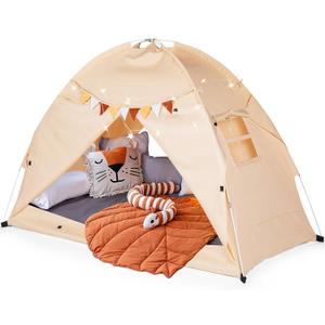Twin Bed Canopy with Reinforced Rods | Cozy Bed Tent for Kids | Hideaway Canopy for Girls Room & Boys & Fort for Kids Indoor Play Time or Sleepy Time Foldable Toddler Bedroom Privacy Sleeping