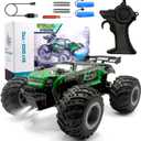 Remote Control Car, 2.4GHz High Speed 18KM/H Monster Truck Toys, 4WD RC Car with 2 Rechargeable Batteries, 200ft Range, 1:20 Scale All Terrain RC Cars, Toys Gifts for Kids and Adults - LED Headlights