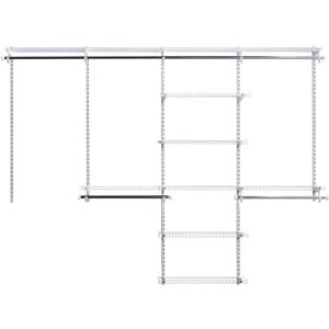 Rubbermaid Configurations Closet Shelves & Hanging Kit (2) 26" Shelves White Custom Pantry Organizer and Storage/Clothes Rack for Home/Laundry/Bathroom/Mudroom/Pantry/Linen Closet