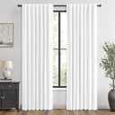 MIULEE 100% Blackout Linen Curtains for Bedroom, Bright White Solid Luxury Decor Thermal Insulation Room Darkening Drapes for Living Room Nursery Back Tab Rod Pocket 42 x 84 Inches, 2 Panels