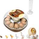 Series I-Automatic 12-Egg Incubator for Beginners, Auto Egg Turn, Steady Self-Regulating Humidity & Consistent Temperature Control for Hatching Chicken, Goose, Duck, Quail, Pigeon(12-Egg-Brown)