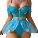 Lingerie Sets for Women Sexy Princess Costumes Cosplay Outfits Halloween Lingerie Roleplay with Bra and Panty (Medium, Blue)