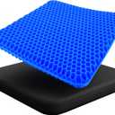 EcoNour Gel Seat Cushion for Long Sitting  Blue | Double-Layer Honeycomb Gel Cushion for Office Chair, Car & Wheelchair | Pain Relief for Tailbone, Sciatica & Back Support