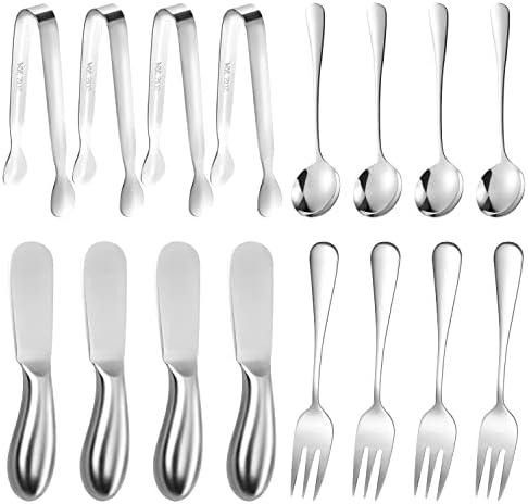Mlurcu Cheese Butter Spreader Knives Set 11 Pieces Stainless Steel Multipurpose Butter Knives Cheese Slicer Mini Serving Tongs Forks and Spoons for Butter Spreader