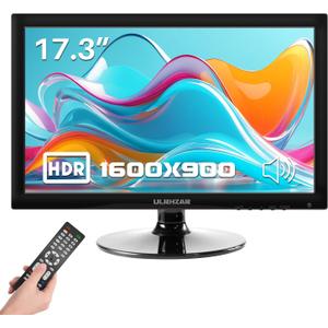 17.3inch PC Monitor 1600x900 LCD Screen Display 16:9, 60Hz, Built-in Speaker HDMI VGA, USB C Desktop Computer Monitor for Raspberry Pi Switch PS4/5 Laptop