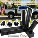 Universal Hitch Mount 4 Flag Pole Holder for Jeep SUV RV Pickup Car Truck Camper Trailer with Standard 2 inch Hitch Receivers Bracket with Anti-Wobble Screw (Black 4 Flagpoles)