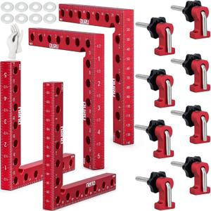 OURU Corner Clamps for Woodworking Tools 4 Pack 90 Degree Clamp 5.5"x 5.5" Right Angle Clamps Positioning Clamping Squares Aluminum Wood Working Clamps Sets for Picture Frame Box Cabinets Drawers
