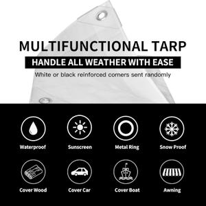 TARPAL Tarp 6'x 8' White Tarp Waterproof 7.5 mil(2-Pack) Medium Duty All Purpose Poly Tarps Cover Waterproof,Snow Proof UV Protection,Rip and Tear Proof,Poly Tarpaulin